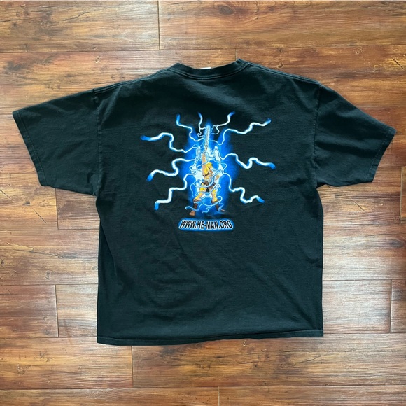 Rare He-Man.Org Black T-shirt With Lightning Back Hit Size XL - Picture 1 of 6
